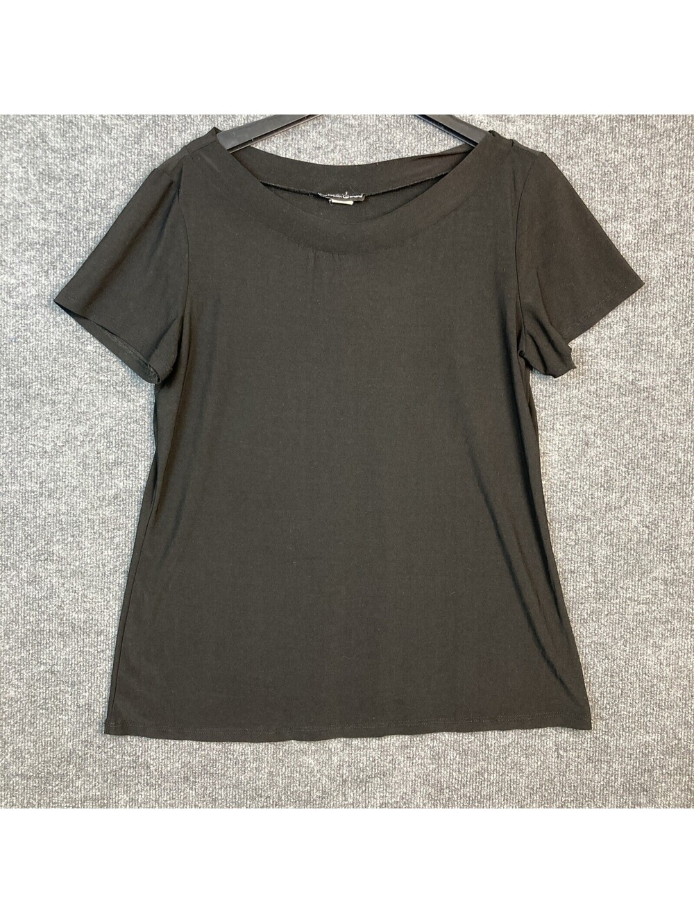 Christin Gerard Womens XL Black Boat Neck Short Sleeve Shirt Top EUC